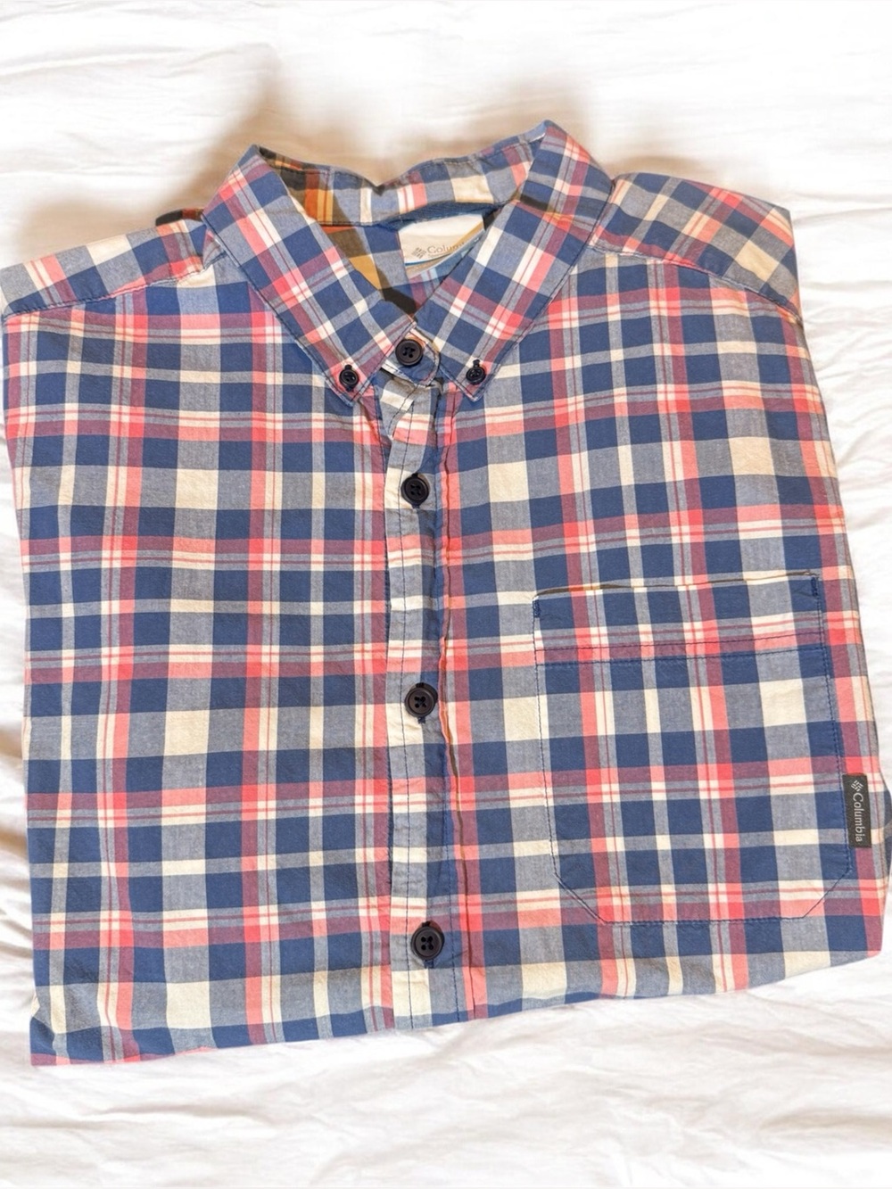 Casual Plaid Button-Down Shirt in Blue & Pink Columbia Rapid Rivers II